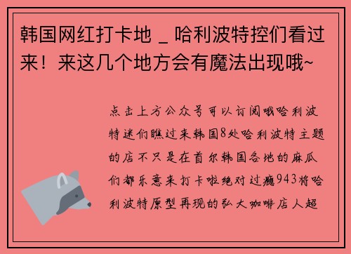 韩国网红打卡地 _ 哈利波特控们看过来！来这几个地方会有魔法出现哦~